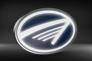 Light Through White LED Emblem for Car exteriors and interiors