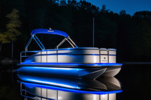 Pontoon Boat with linear LED lights