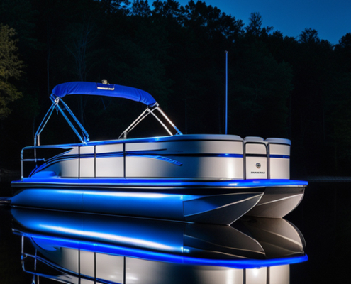 Pontoon Boat with linear LED lights