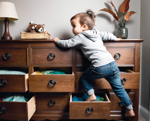 Child climbing on dresser - counter weight for safety